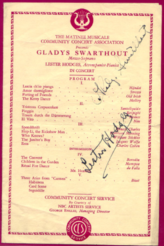Gladys Autographed Concert Program